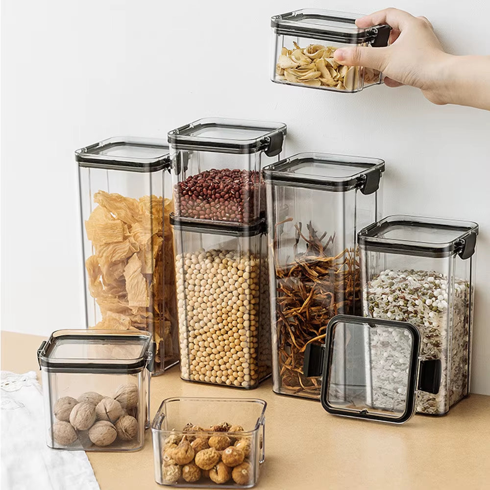 1-4PCS Sealed Jars Kitchen Organizer Grain Storage Boxes Large Capacity Sealed Container Seasoning Jars Set Fresh-Keeping Tank