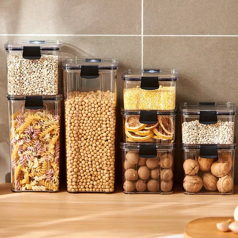 1-4PCS Sealed Jars Kitchen Organizer Grain Storage Boxes Large Capacity Sealed Container Seasoning Jars Set Fresh-Keeping Tank