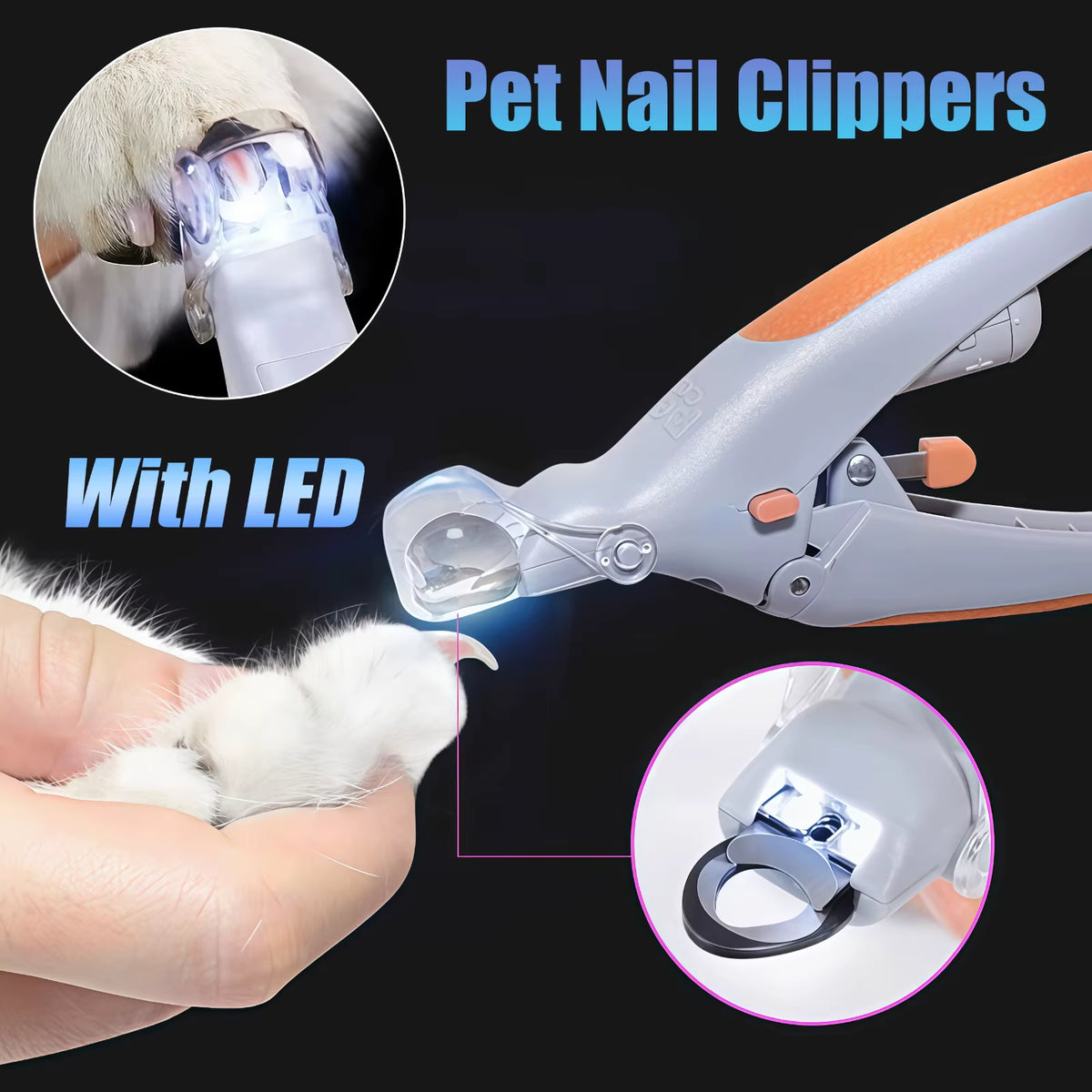 Professional Pet Nail Clipper Scissors with LED Light Cat Dog Nail Clipper Tool Scissors Nail Toeclaw Cutter Scissors Pet Supply