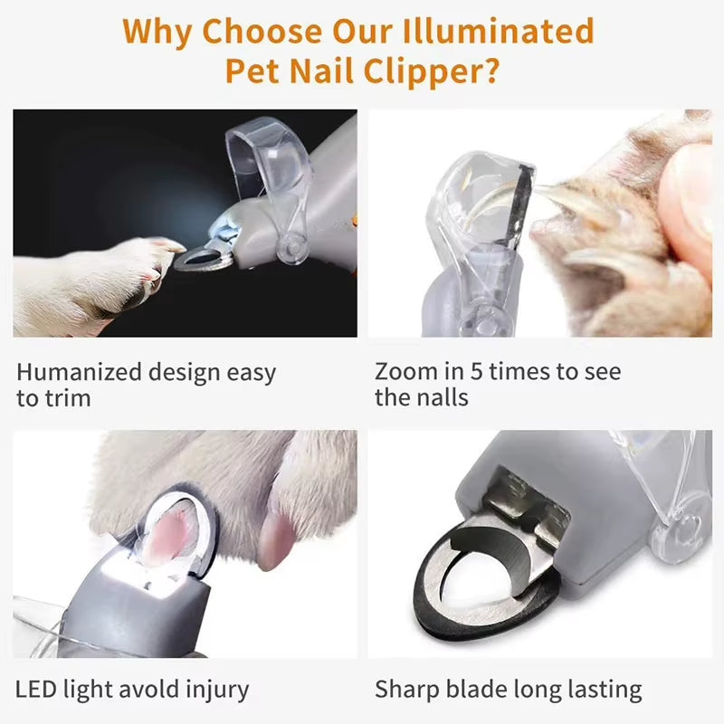 Professional Pet Nail Clipper Scissors with LED Light Cat Dog Nail Clipper Tool Scissors Nail Toeclaw Cutter Scissors Pet Supply