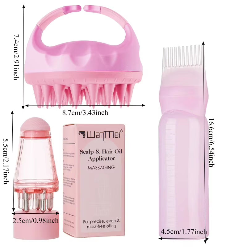 2/3Pcs Professional Scalp Care Set Massaging Brush Oil Applicator - for Hair Growth Scalp Treatment Deep Nourishment Waterproof