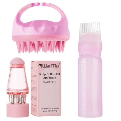 2/3Pcs Professional Scalp Care Set Massaging Brush Oil Applicator - for Hair Growth Scalp Treatment Deep Nourishment Waterproof